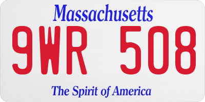 MA license plate 9WR508