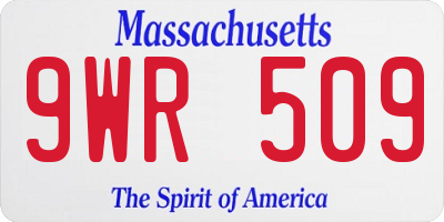 MA license plate 9WR509