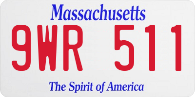 MA license plate 9WR511