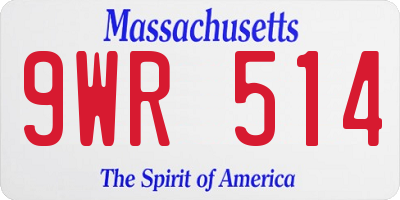 MA license plate 9WR514