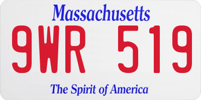 MA license plate 9WR519