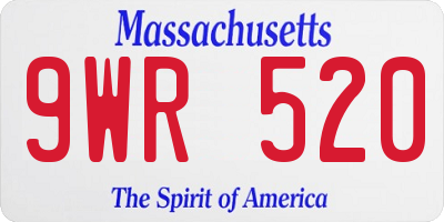 MA license plate 9WR520