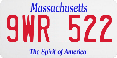 MA license plate 9WR522