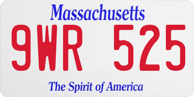 MA license plate 9WR525