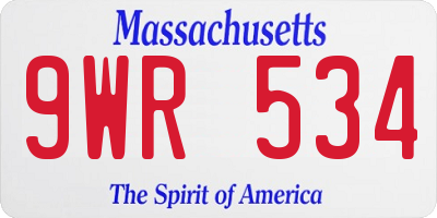 MA license plate 9WR534