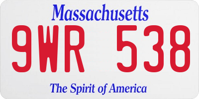 MA license plate 9WR538