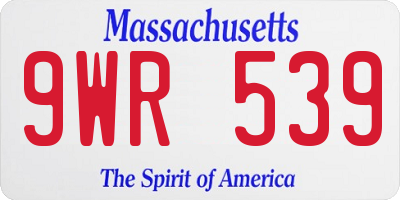 MA license plate 9WR539