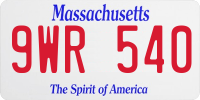 MA license plate 9WR540