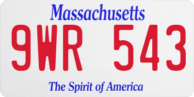 MA license plate 9WR543