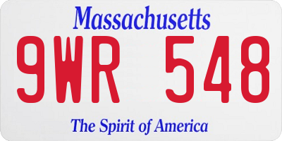 MA license plate 9WR548