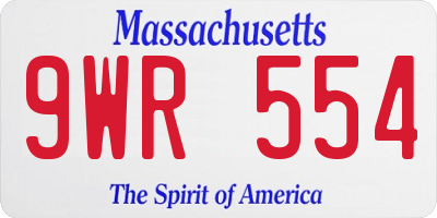MA license plate 9WR554