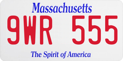 MA license plate 9WR555