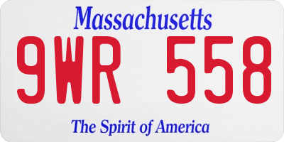 MA license plate 9WR558