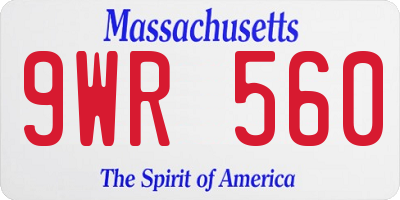 MA license plate 9WR560