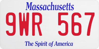 MA license plate 9WR567