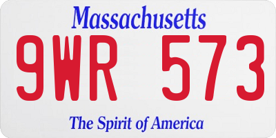 MA license plate 9WR573