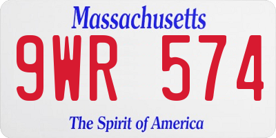 MA license plate 9WR574