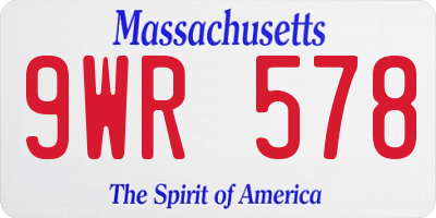 MA license plate 9WR578