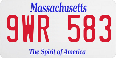 MA license plate 9WR583