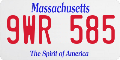 MA license plate 9WR585