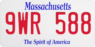 MA license plate 9WR588
