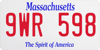 MA license plate 9WR598
