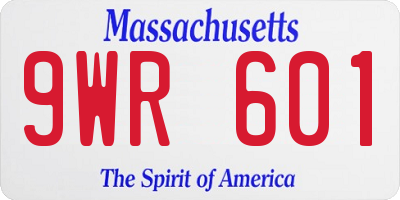 MA license plate 9WR601