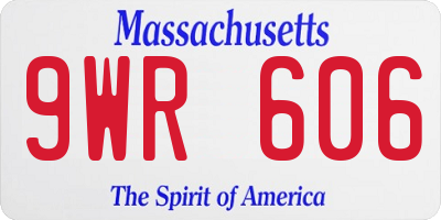 MA license plate 9WR606