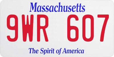 MA license plate 9WR607