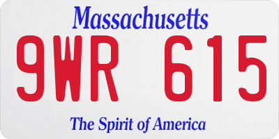 MA license plate 9WR615