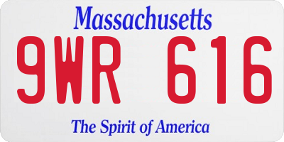 MA license plate 9WR616