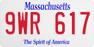 MA license plate 9WR617