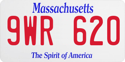 MA license plate 9WR620