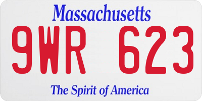 MA license plate 9WR623