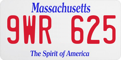 MA license plate 9WR625