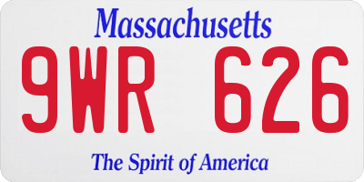 MA license plate 9WR626