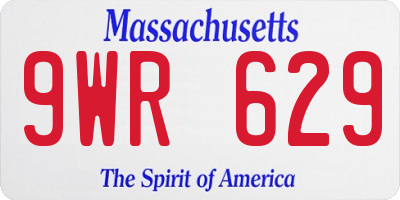MA license plate 9WR629