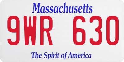 MA license plate 9WR630