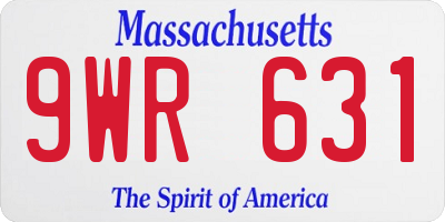 MA license plate 9WR631