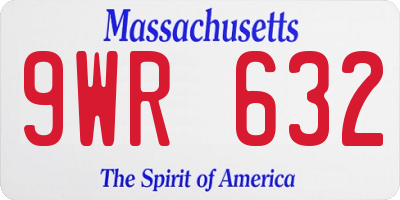 MA license plate 9WR632