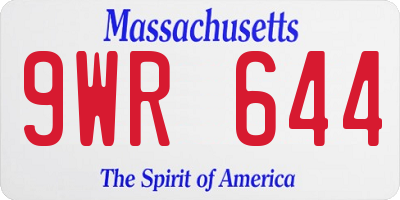 MA license plate 9WR644