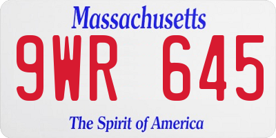 MA license plate 9WR645
