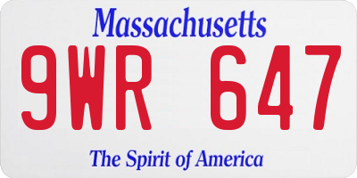 MA license plate 9WR647
