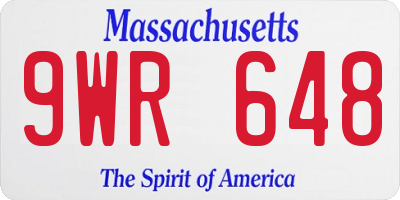 MA license plate 9WR648