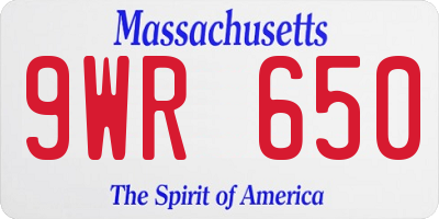 MA license plate 9WR650