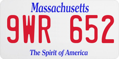 MA license plate 9WR652