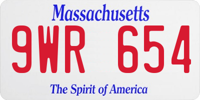 MA license plate 9WR654