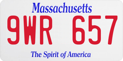 MA license plate 9WR657
