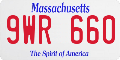 MA license plate 9WR660