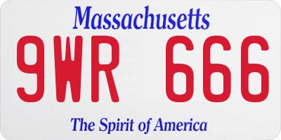 MA license plate 9WR666